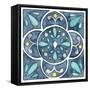 Garden Getaway Tile VII Blue-Laura Marshall-Framed Stretched Canvas