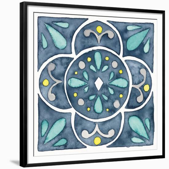 Garden Getaway Tile VII Blue-Laura Marshall-Framed Premium Giclee Print