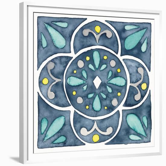 Garden Getaway Tile VII Blue-Laura Marshall-Framed Premium Giclee Print