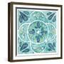 Garden Getaway Tile VII Teal-Laura Marshall-Framed Art Print