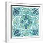 Garden Getaway Tile VII Teal-Laura Marshall-Framed Art Print