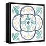 Garden Getaway Tile VII White-Laura Marshall-Framed Stretched Canvas