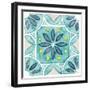 Garden Getaway Tile VIII Teal-Laura Marshall-Framed Art Print