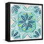 Garden Getaway Tile VIII Teal-Laura Marshall-Framed Stretched Canvas