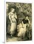 Garden Girls 19th Century Bench Flowers Hat Closed Eyes Book-null-Framed Giclee Print