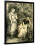 Garden Girls 19th Century Bench Flowers Hat Closed Eyes Book-null-Framed Giclee Print