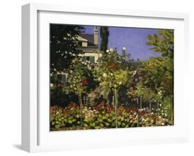 Garden in Bloom, c.1866-Claude Monet-Framed Giclee Print