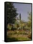 Garden in Flower-Claude Monet-Framed Stretched Canvas