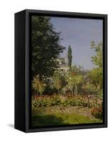 Garden in Flower-Claude Monet-Framed Stretched Canvas