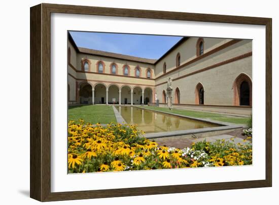 Garden in the Ducal Courtyard, Sforzesco Castle (Castello Sforzesco), Milan, Lombardy, Italy-Peter Richardson-Framed Photographic Print