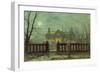 Garden in the Evening with View of an Illuminated House-John Atkinson Grimshaw-Framed Giclee Print