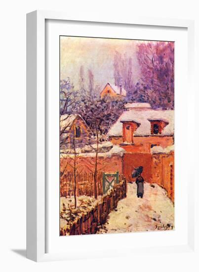 Garden in the Snow-Alfred Sisley-Framed Art Print