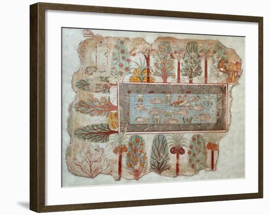 Garden of a Private Estate, Wall Painting, Tomb of Nebamun, Thebes, New Kingdom, c.1350 BC-Egyptian 18th Dynasty-Framed Giclee Print