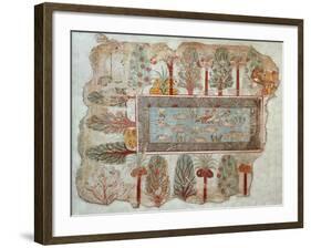 Garden of a Private Estate, Wall Painting, Tomb of Nebamun, Thebes, New Kingdom, c.1350 BC-Egyptian 18th Dynasty-Framed Giclee Print