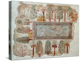 Garden of a Private Estate, Wall Painting, Tomb of Nebamun, Thebes, New Kingdom, c.1350 BC-Egyptian 18th Dynasty-Stretched Canvas