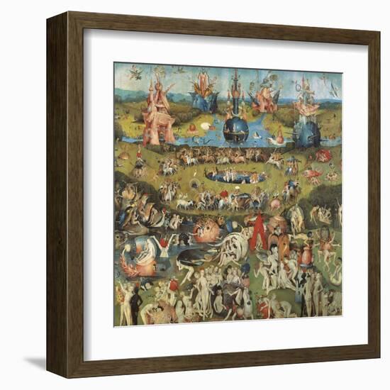 Garden of Earthly Delights,(Martyrs & Angels) by Hieronymus Bosch, c. 1503-04. Prado. Detail.-Hieronymus Bosch-Framed Art Print