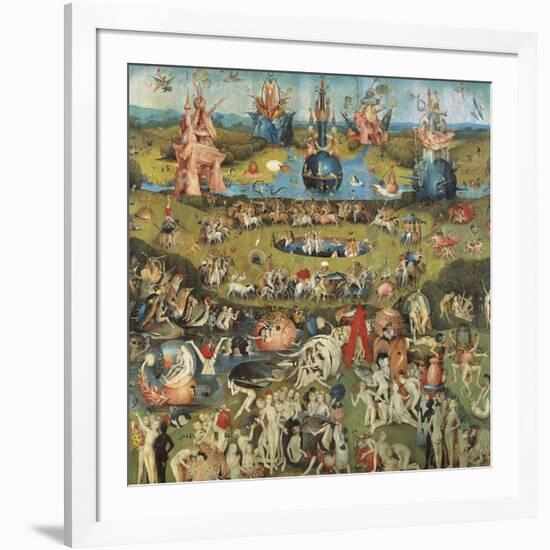 Garden of Earthly Delights,(Martyrs & Angels) by Hieronymus Bosch, c. 1503-04. Prado. Detail.-Hieronymus Bosch-Framed Art Print