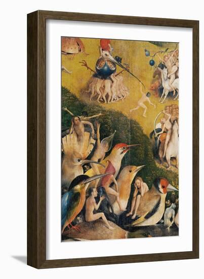 Garden of Earthly Delights,(Martyrs & Angels) by Hieronymus Bosch, c. 1503-04. Prado. Detail.-Hieronymus Bosch-Framed Art Print