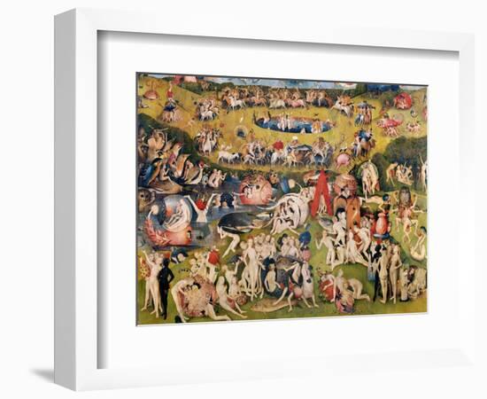 Garden of Earthly Delights,(Martyrs & Angels) by Hieronymus Bosch, c. 1503-04. Prado, Madrid.-Hieronymus Bosch-Framed Art Print