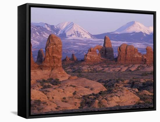 Garden of Eden with La Sal Mountains near Dusk, Arches National Park, Utah, USA-Jamie & Judy Wild-Framed Stretched Canvas