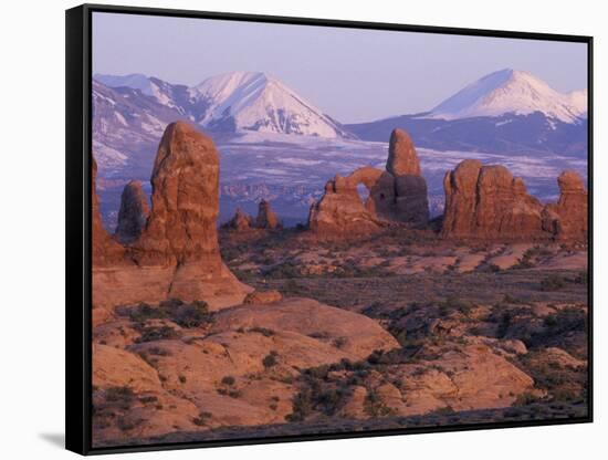 Garden of Eden with La Sal Mountains near Dusk, Arches National Park, Utah, USA-Jamie & Judy Wild-Framed Stretched Canvas