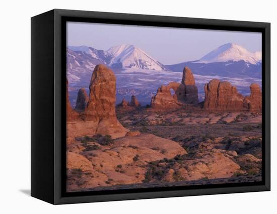 Garden of Eden with La Sal Mountains near Dusk, Arches National Park, Utah, USA-Jamie & Judy Wild-Framed Stretched Canvas