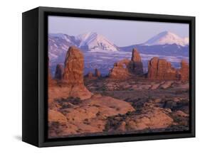 Garden of Eden with La Sal Mountains near Dusk, Arches National Park, Utah, USA-Jamie & Judy Wild-Framed Stretched Canvas