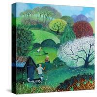 Garden on the Downs, 2020, (acrylics on paper)-Lisa Graa Jensen-Stretched Canvas