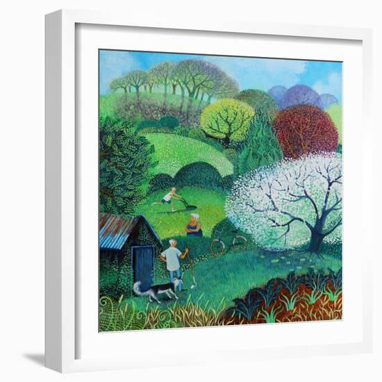 Garden on the Downs, 2020, (acrylics on paper)-Lisa Graa Jensen-Framed Giclee Print