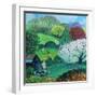 Garden on the Downs, 2020, (acrylics on paper)-Lisa Graa Jensen-Framed Giclee Print