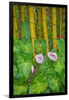 Garden on the Island of Maui with Pink Anthurium, Yellow Bamboo, and Philodendron Plants-Terry Eggers-Framed Photographic Print