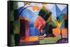 Garden On The Lake of Thun-Auguste Macke-Framed Stretched Canvas