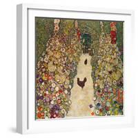 Garden Path with Chickens, 1916, Burned at Schloss Immendorf in 1945-Gustav Klimt-Framed Premium Giclee Print