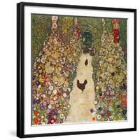 Garden Path with Chickens, 1916, Burned at Schloss Immendorf in 1945-Gustav Klimt-Framed Premium Giclee Print