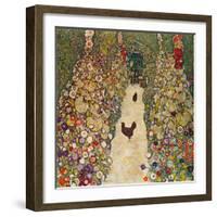 Garden Path with Chickens, 1916, Burned at Schloss Immendorf in 1945-Gustav Klimt-Framed Giclee Print