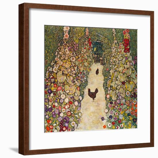 Garden Path with Chickens, 1916, Burned at Schloss Immendorf in 1945-Gustav Klimt-Framed Giclee Print