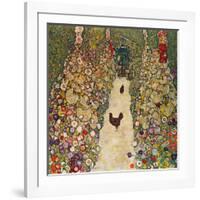 Garden Path with Chickens, 1916, Burned at Schloss Immendorf in 1945-Gustav Klimt-Framed Giclee Print