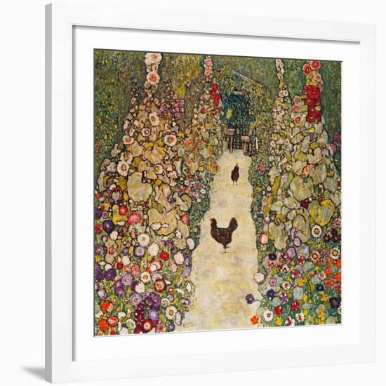 Garden Path with Chickens, 1916, Burned at Schloss Immendorf in 1945-Gustav Klimt-Framed Giclee Print