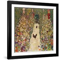 Garden Path with Chickens, 1916, Burned at Schloss Immendorf in 1945-Gustav Klimt-Framed Giclee Print