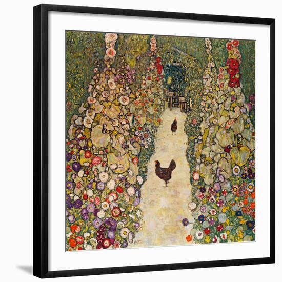 Garden Path with Chickens, 1916, Burned at Schloss Immendorf in 1945-Gustav Klimt-Framed Giclee Print