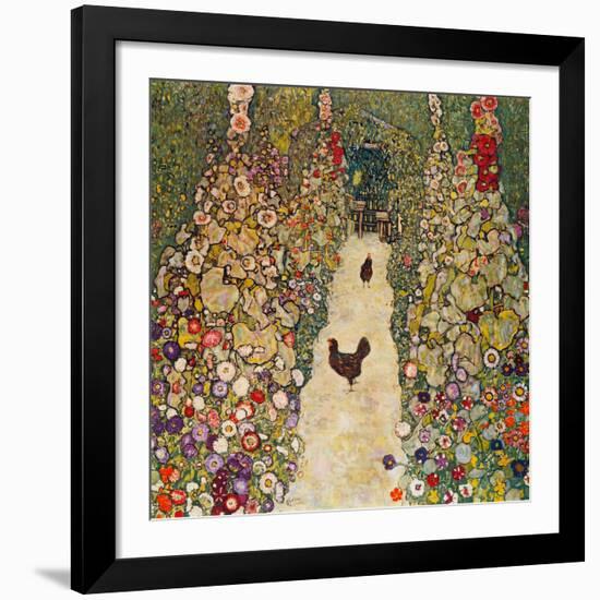 Garden Path with Chickens, 1916, Burned at Schloss Immendorf in 1945-Gustav Klimt-Framed Giclee Print