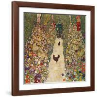 Garden Path with Chickens, 1916, Burned at Schloss Immendorf in 1945-Gustav Klimt-Framed Giclee Print