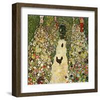 Garden Path with Chickens-Gustav Klimt-Framed Giclee Print