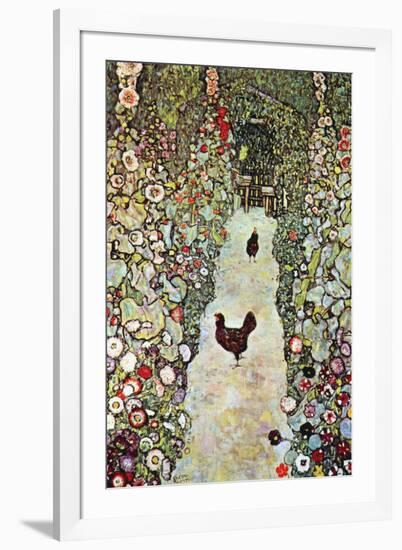 Garden Path with Chickens-Gustav Klimt-Framed Art Print