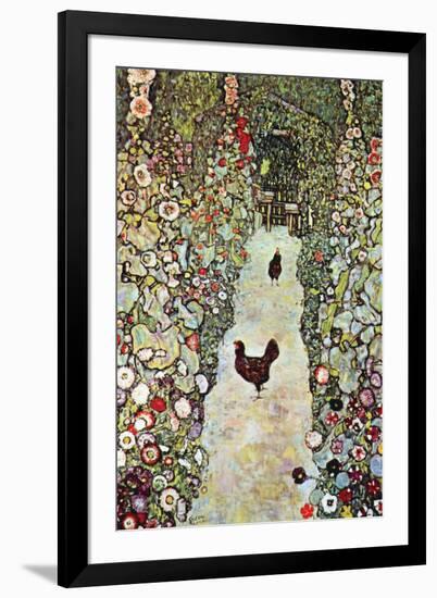 Garden Path with Chickens-Gustav Klimt-Framed Art Print