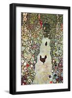 Garden Path with Chickens-Gustav Klimt-Framed Art Print