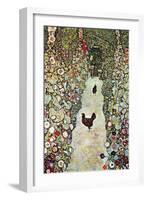 Garden Path with Chickens-Gustav Klimt-Framed Art Print