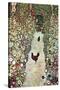 Garden Path with Chickens-Gustav Klimt-Stretched Canvas