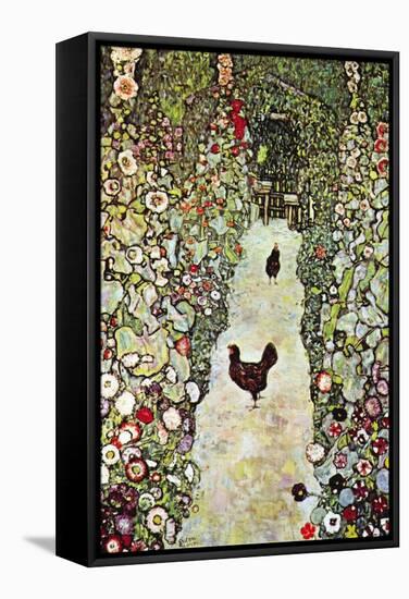 Garden Path with Chickens-Gustav Klimt-Framed Stretched Canvas