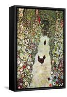 Garden Path with Chickens-Gustav Klimt-Framed Stretched Canvas